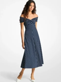 Robe en jersey mat extensible à pois