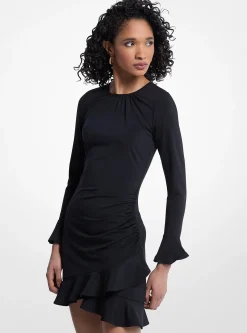 Robe en jersey mat extensible à volants