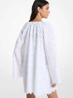 Robe en voile de coton brodée à fleurs