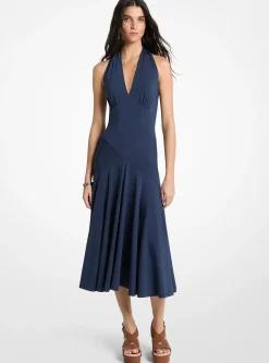 Robe mi-longue dos nu en jersey mat extensible