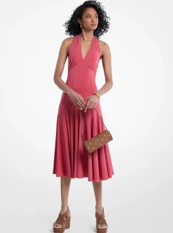 Robe mi-longue dos nu en jersey mat extensible
