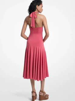 Robe mi-longue dos nu en jersey mat extensible