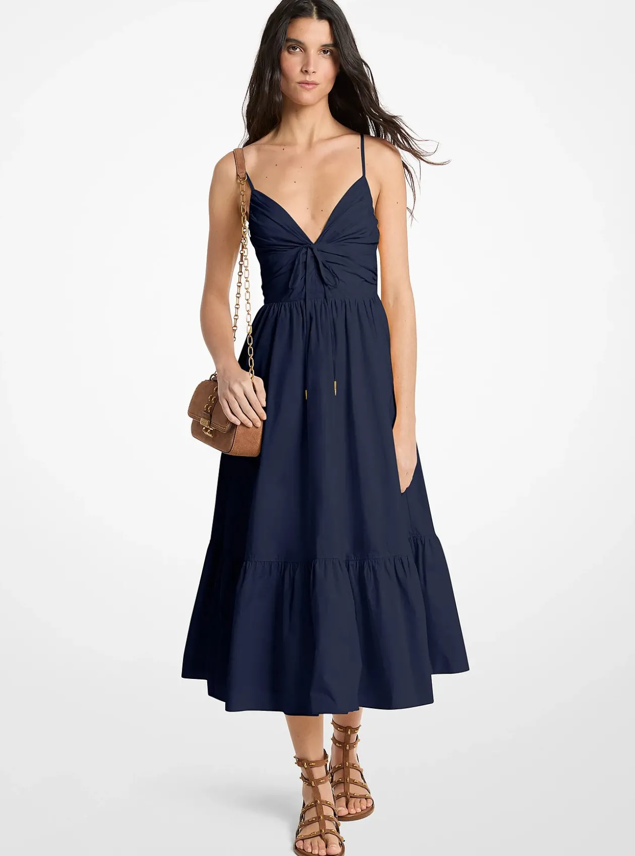 Robe mi-longue en popeline de coton