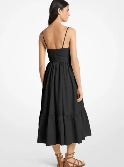 Robe mi-longue en popeline de coton