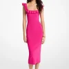 Robe mi-longue en viscose extensible à volants