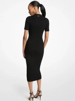 Robe polo mi-longue en tricot extensible