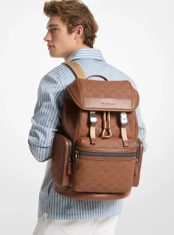 Sac à dos Jet Set en cuir grainé avec logo en relief