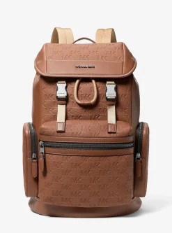 Sac à dos Jet Set en cuir grainé avec logo en relief