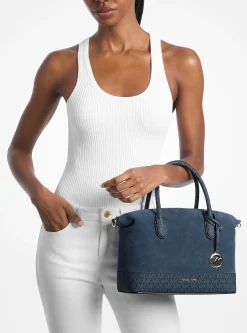 Sac Hyde de taille moyenne en daim et à logo Signature