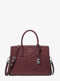 Sac Laila de taille moyenne en cuir bruni à logo en relief