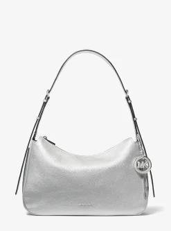 Sac porté épaule convertible Nolita de taille moyenne en cuir grainé métallisé
