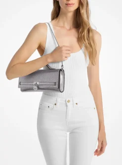 Sac porté épaule Hamilton Moderne convertible de taille moyenne en cuir métallisé