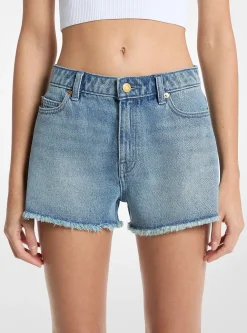 Short Gisele en denim effiloché