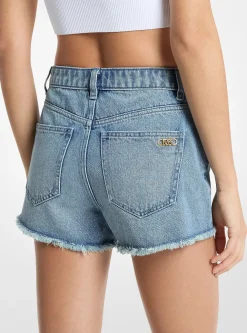 Short Gisele en denim effiloché