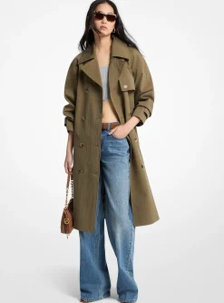 Trench surdimensionné en coton délavé et nylon