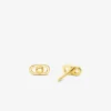 Très petites boucles d'oreilles à maillons Astor, en argent sterling plaqué en métal précieux