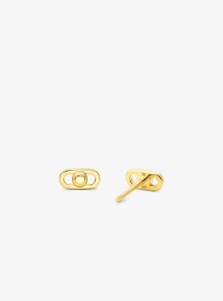 Très petites boucles d'oreilles à maillons Astor, en argent sterling plaqué en métal précieux