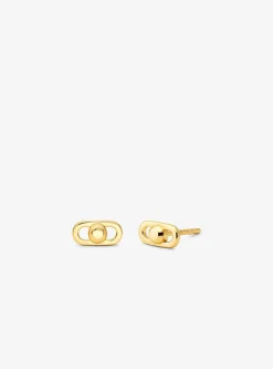 Très petites boucles d'oreilles à maillons Astor, en argent sterling plaqué en métal précieux
