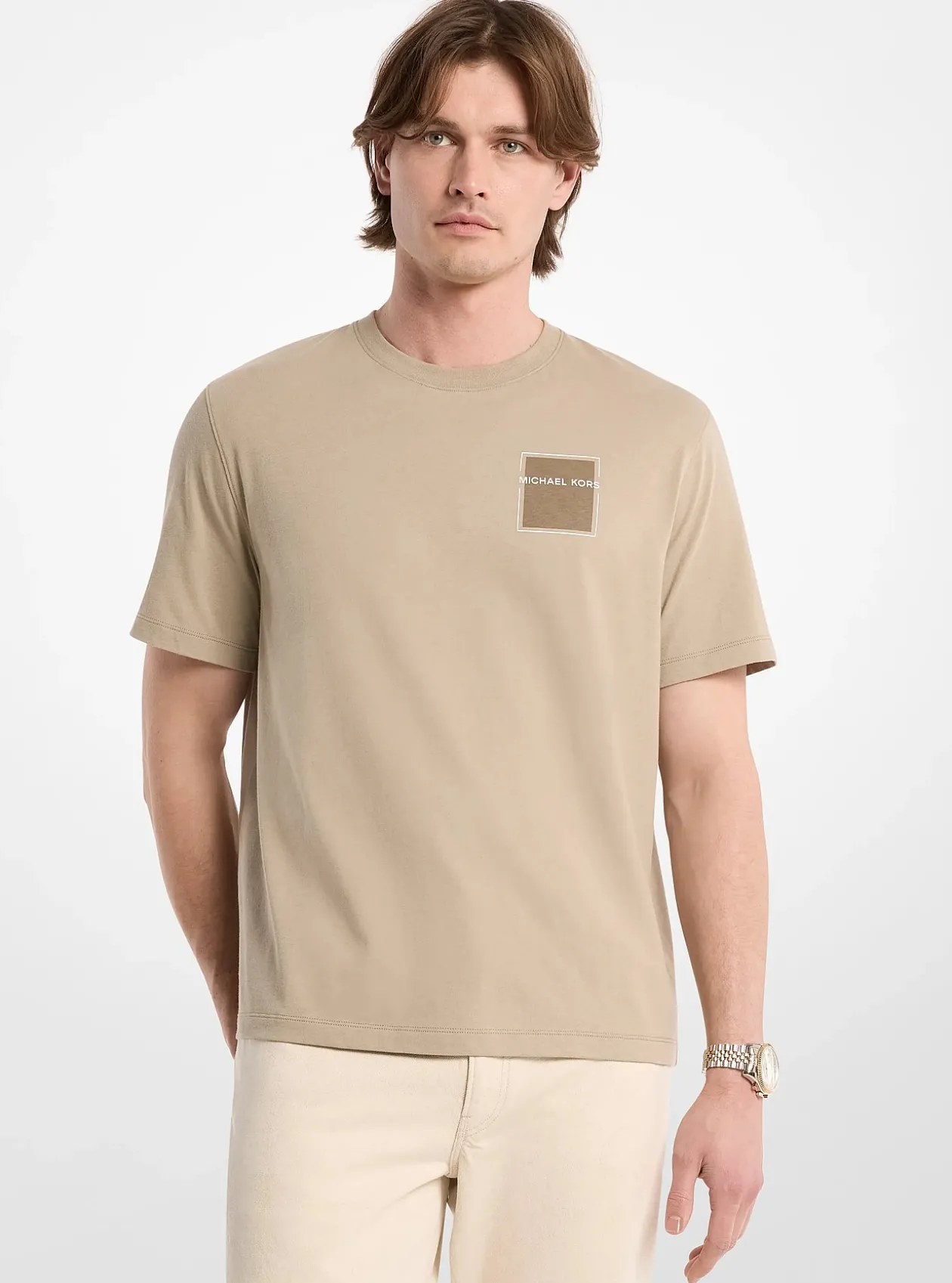 T-shirt en coton imprimé avec logo