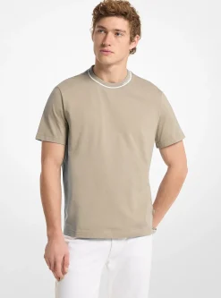 T-shirt en jersey de coton avec bordure à logo