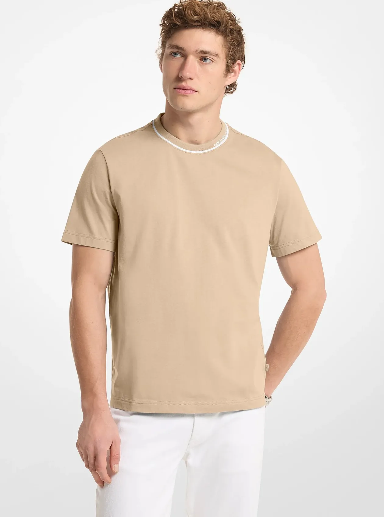 T-shirt en jersey de coton avec bordure à logo