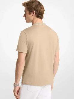 T-shirt en jersey de coton avec bordure à logo