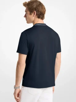 T-shirt en jersey de coton avec bordure à logo
