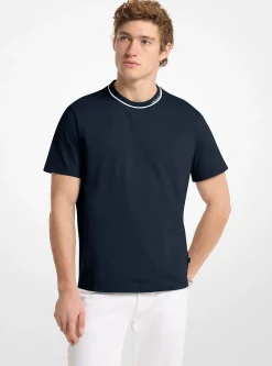 T-shirt en jersey de coton avec bordure à logo
