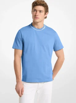 T-shirt en jersey de coton avec bordure à logo