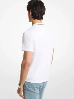 T-shirt en jersey de coton avec bordure à logo