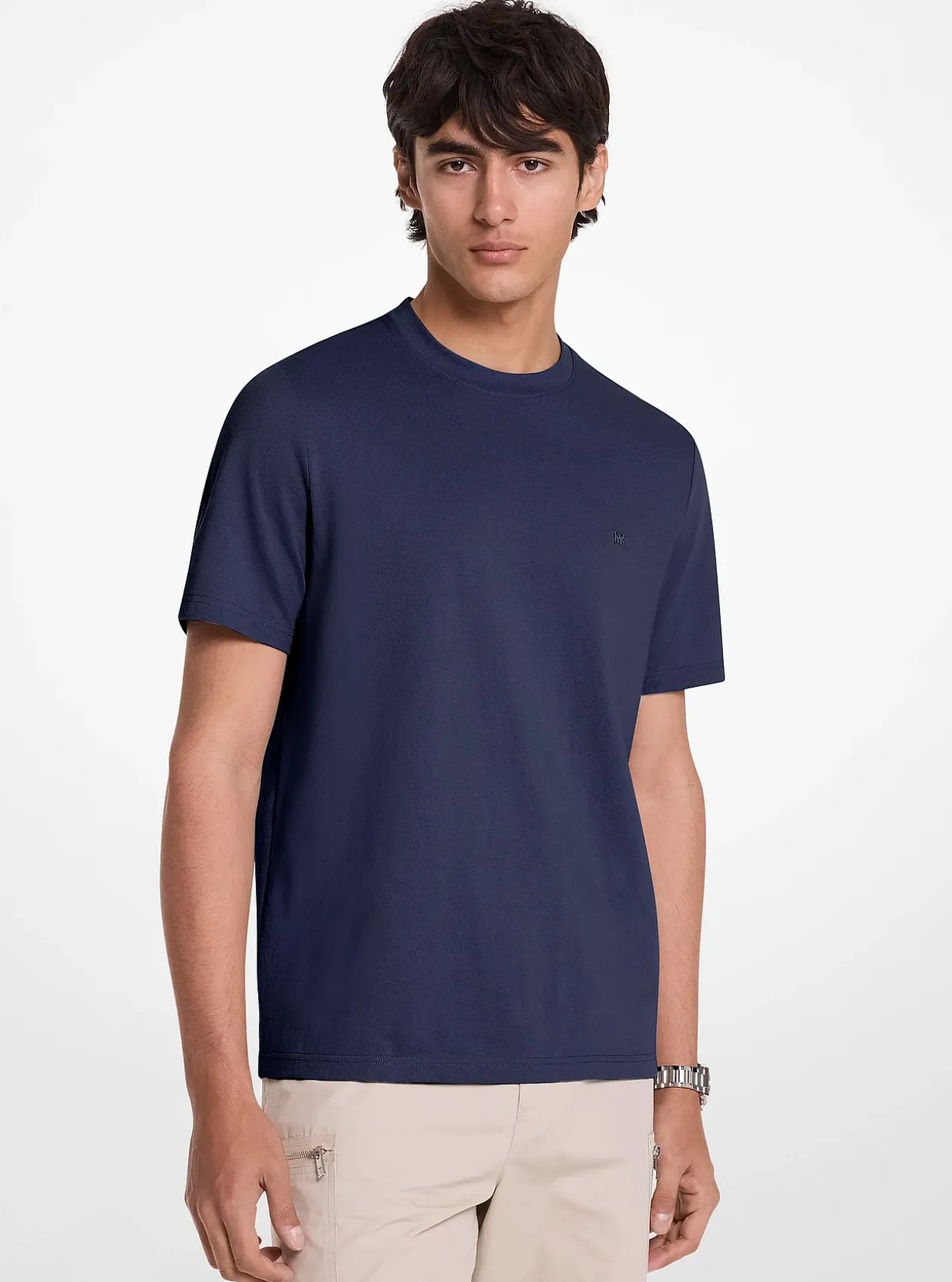 T-shirt en piqué de coton mélangé