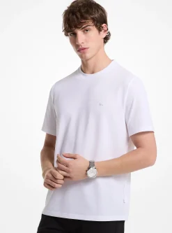 T-shirt en piqué de coton mélangé